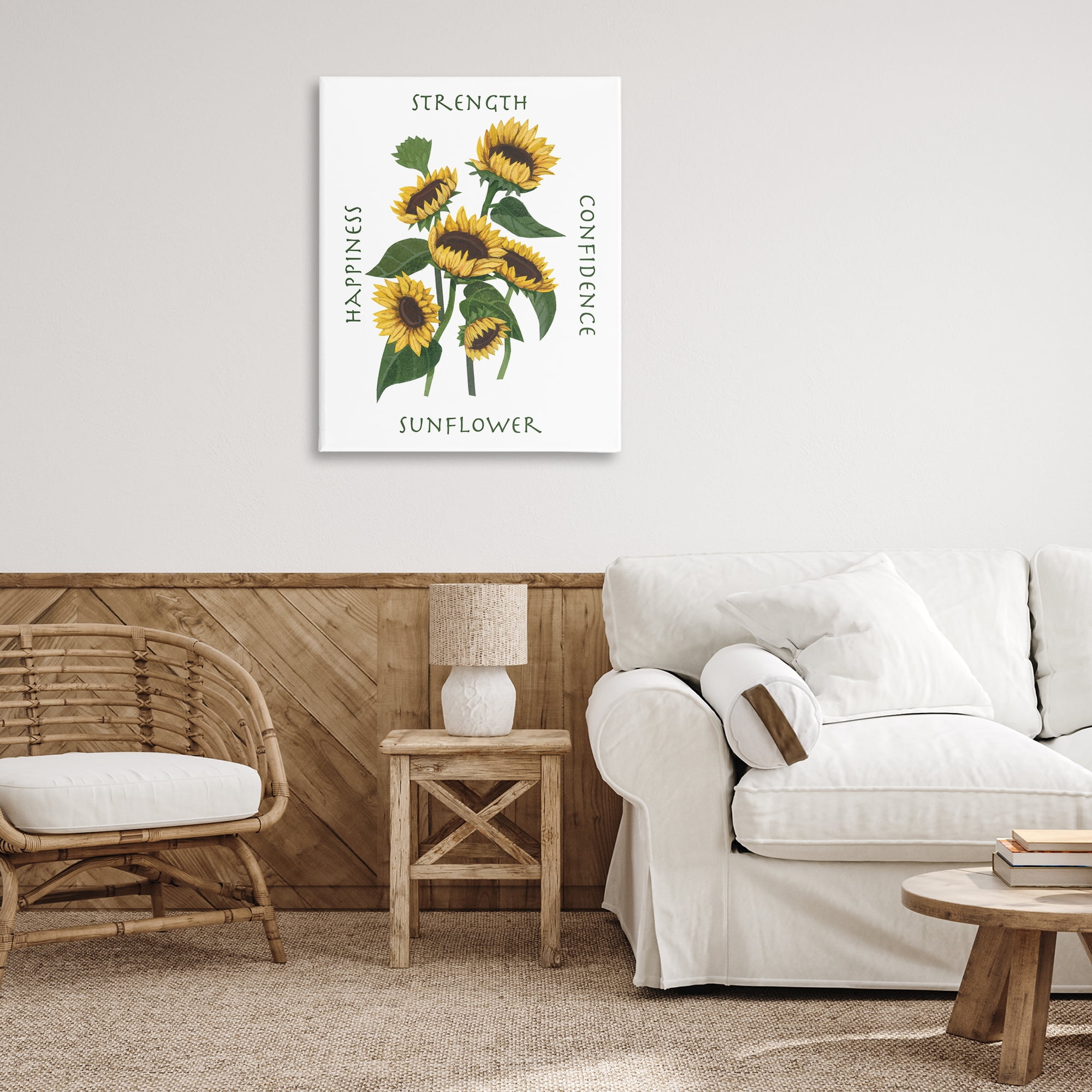 Stupell Industries Inspirational Words Sunflower Botanical & Floral Painting Gallery Wrapped Canvas Art Print Wall Art, 30 x 40