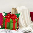 thumbnail image 4 of Merry Christmas Santa Claus Gifts Throw Pillow Covers Red Green Holly Leaves Bowknot Square Decorative Pillow Cases Cushion Cover Home Outdoor Decorations Sofa Cotton Linen 20x20 Inch, 4 of 6