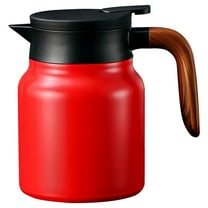 27.1 fl oz / 800 ml Insulated Tea Pot with Infuser, Smart Temperature Display Lid, 316 Stainless Steel Interior, Vintage Floral Red Design, Large Capacity, One-Hand Operation for Office and Home Use