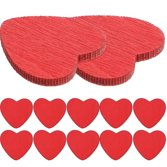 200Pcs Valentine Wooden Hearts Slices Heart-shaped Wooden Chips Slices with Sponge Sticker for Wedding Supplies