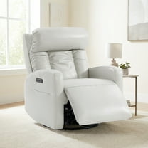 Spruce & Spring Triple Motor Leather Power Recliner with Adjustable Lumbar Support, Light Grey