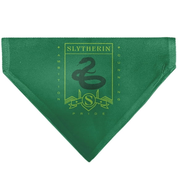 Harry Potter Pet Bandana Harry Potter Slytherin Traits Banner and Icons Greens Yellow Slip On Collar Bandana Only