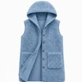 thumbnail image 3 of Lutiedan Fleece Hooded Vest for Women Sleeveless Button down Outerwear Vest Fall Winter Warm Jackets with Pocket S-XXL,Navy, 3 of 6