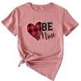 thumbnail image 2 of Anbech Heart Printed T-Shirt for Women Casual Plaid Graphic Be Mine Junior Girls Short Sleeve Tee Tops with Crew Neck, 2 of 3