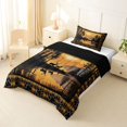thumbnail image 2 of Manfei Sunset Lake Reflection Twin Comforter Sets,Vintage Deer Bedding Set,Orange,Black Reversible,2pcs,1 Comforter and 1 Pillowcase, 2 of 7