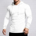 thumbnail image 2 of KHONTS Men's Muscle Long Sleeve Hoodies Stretch Long Sleeve Hooded Sweatshirt Fashion Lightweight Ribbed Gym Shirts White XL, 2 of 4