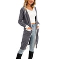 thumbnail image 4 of hirigin Women Knitted Cardigan, Color Contrast Long Sleeve Midi Length Slim Coat, Ladies Fall/Winter Open-Front Knitwear Outerwear, 4 of 9