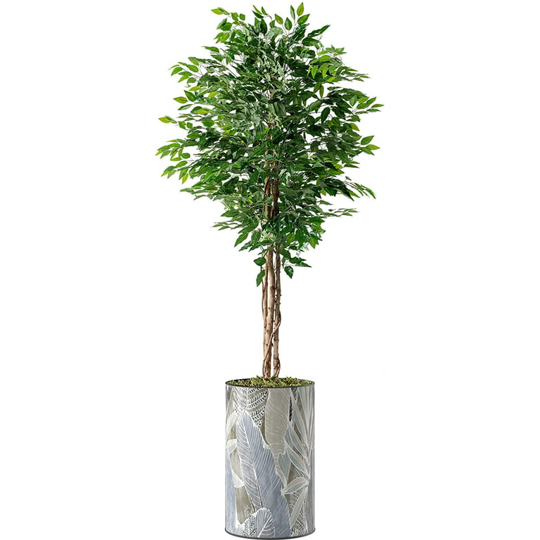 Pure Garden 80-Inch Potted Ficus Artificial Tree for Office or Home Decor