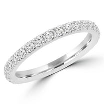 MD170165-4.5 0.6 CTW Round Diamond Semi-Eternity Wedding Band Ring in 14K White Gold - 4.5