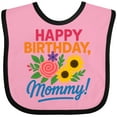 thumbnail image 3 of Inktastic Happy Birthday Mommy Floral Design Boys or Girls Baby Bib, 3 of 4