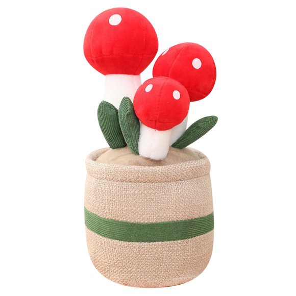 Muñeca de peluche con forma de planta con forma de setas en maceta, 25 cm