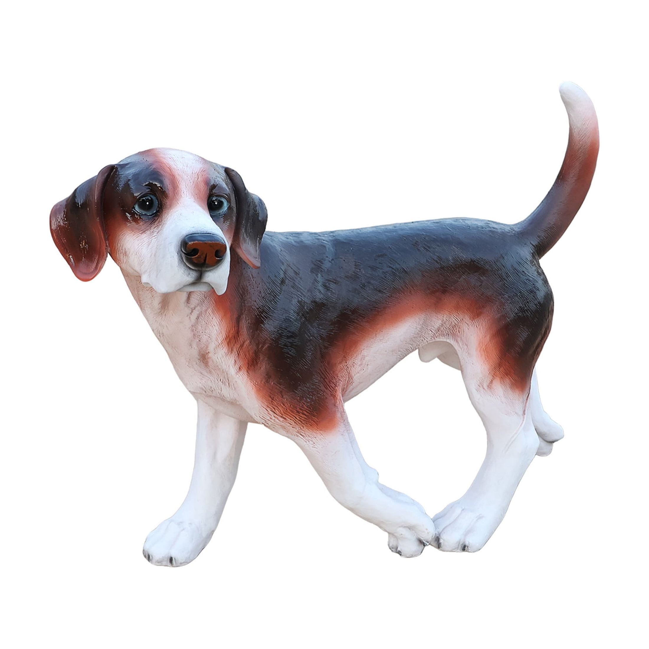 Noble House Lifelike Walking Beagle Dog Statue, Realistic Resin Animal Figurine for Outdoor Garden Decor, Multicolor