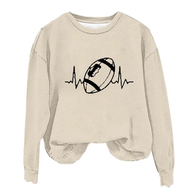 Rbaofujie Chandails pour Femmes Tendance Chandails Décontractés Imprimés Col Rond Manches Longues Haut Ample Chandails en Molleton Beige Automne Chandails à Capuchon pour Femmes