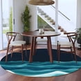 thumbnail image 3 of Abstract Gradient Round Rugs for Living Room 6ft Water Ripple Teal Blue Ocean Modern Art Non Slip Circle Rug Washable Low-Profile Indoor Carpet for Bedroom, Dining Room, Bathroom, 3 of 9