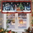 thumbnail image 5 of Merry Christmas Valances for Windows, 42 x 18in, Snowman Cat Snowflake Tree Green Plaid Rod Pocket Kitchen Valance Curtain Light Filtering Window Treatments for Living Room Bedroom, 1 Panel, 5 of 7