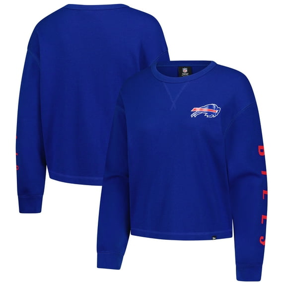 Women's New Era Royal Buffalo Bills Sport Night Thermal Long Sleeve Cropped-T-Shirt