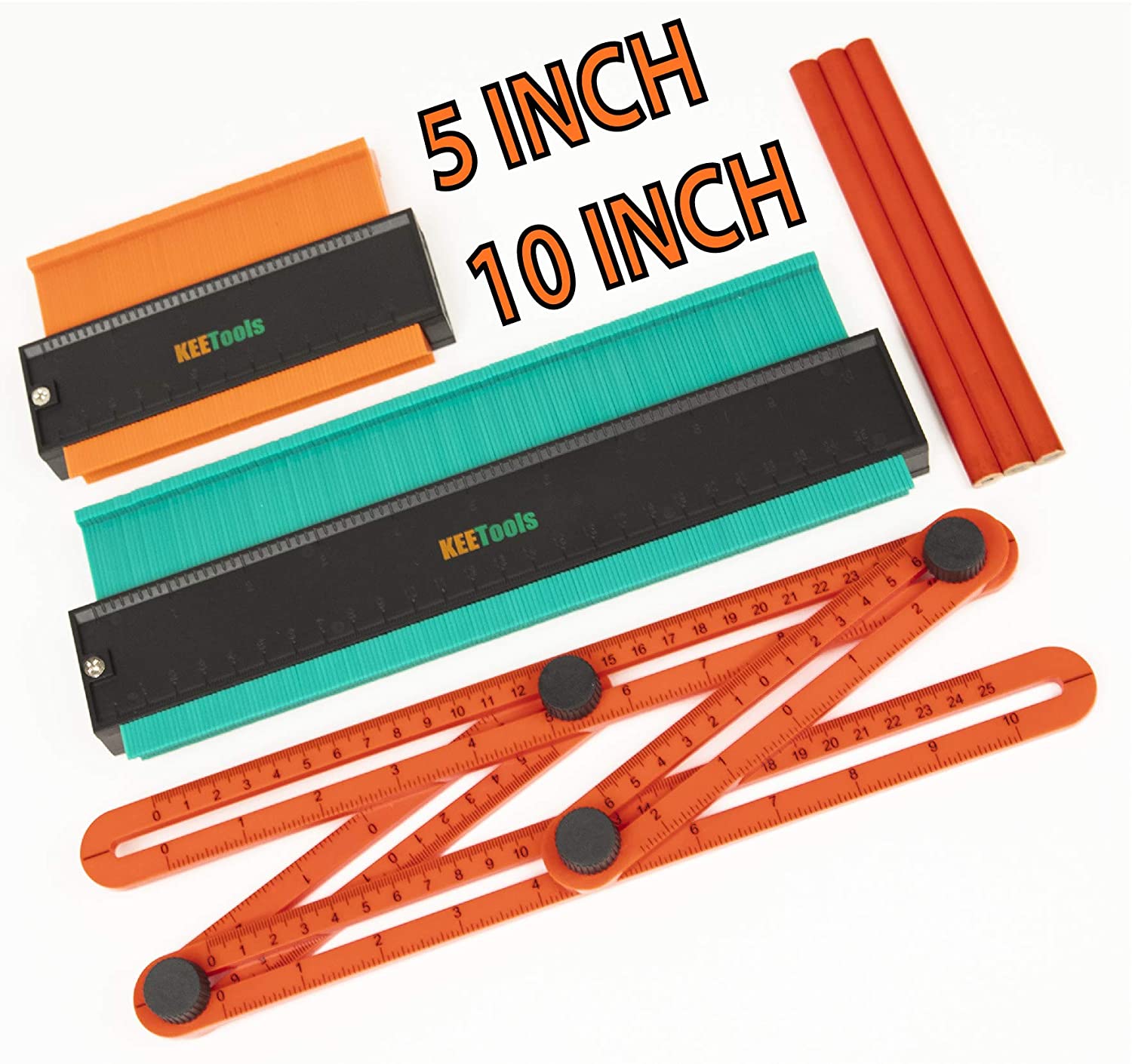 KEETools Premium 10 Inch Contour Gauge Bundle 5 Inch Contour Gauge