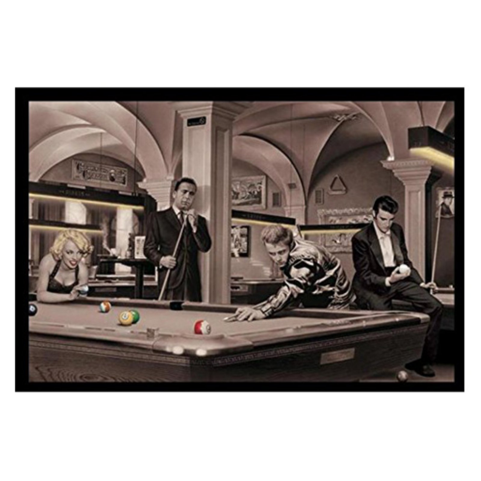 James Dean Marilyn Monroe Elvis Presley and Humphrey Bogart Pool Game Handbag