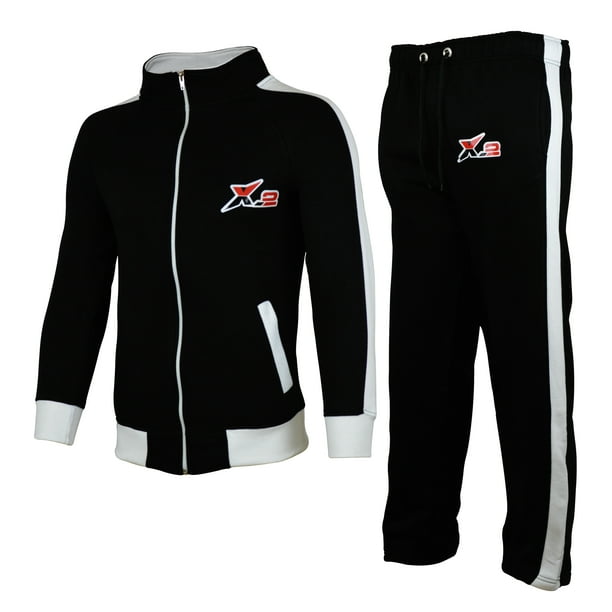 X-2 - Mens Athletic Activewear Color Full Zip Fleece Tracksuit Jogging ...