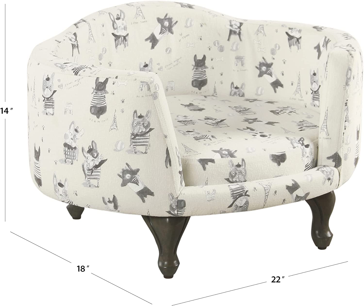 HomePop Pet Bed, French Bulldog Print