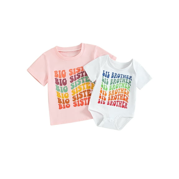Hirigin Big Sister Little Brother Outfits Girl T-Shirt Infant Boy Romper