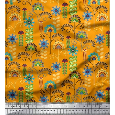 Soimoi Rayon Fabric Leaves & Floral Clip Art Print Sewing Fabric Yard 42 Inch Wide Soimoi Rayon Fabric Leaves & Floral Clip Art Print Sewing Fabric Yard 42 Inch Wide