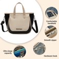 thumbnail image 3 of Canvas Bag with Handle, Large Capacity Messenger Bag, Multi Pocket Shoulder Bag Wear Resistant Tote Purse Reusable Handbag - black, 3 of 6