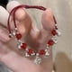thumbnail image 1 of Pulseras para mujer, regalos para mujer, pulsera de campanas de cuerda roja doble tejida a mano con tarjeta Fus de estilo chino, pulsera de regalo., 1 of 4