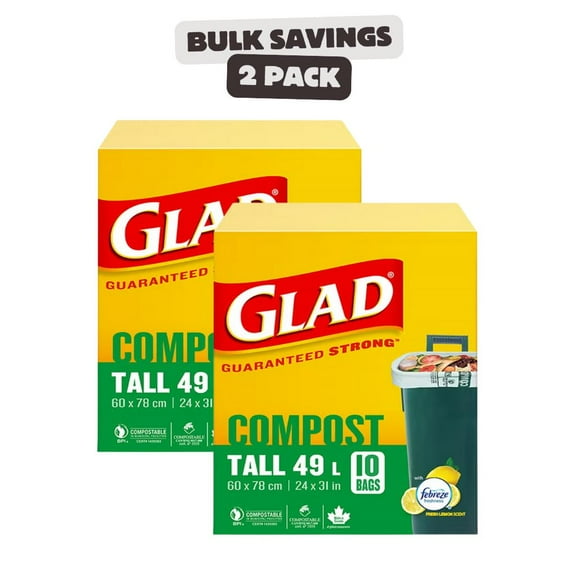 GLAD Compostable Bag [Tall 49L] Pack of 2