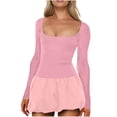 thumbnail image 1 of Vestido de Manga Corta para las Mujeres, Color Sólido Encaje Hasta Cintura Retracta Satén Tenedor Dividido, Cuello Redondo Midi, 1 of 8