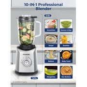 FOHERE Professional Countertop Blender, 50Oz Glass Jar, 1300W Peak Power, BPA-Free, Smoothie Maker with Presets & 5 Speeds, 20Oz Tritan to-go Cup, Ice Crusher for Home Use