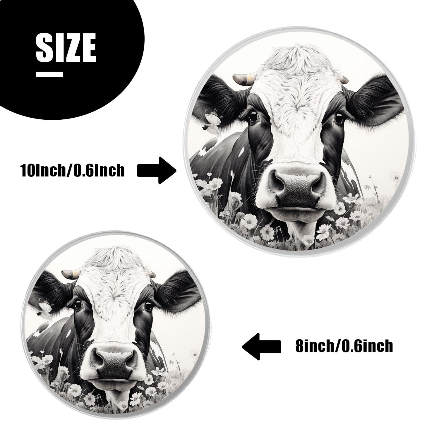 Round Stove Burner Covers 4 Pcs Metal Electric Stove Burner Covers 8Inch And 10Inch ,black and white cow beautiful