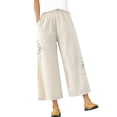 thumbnail image 2 of WJHWSX Women's Pants,Straight Leg Pants Women,Loose Pants for Women,Elastic Waistband,Moisture Wicking,Solid,Cotton,Linen ,Beige,5XL, 2 of 5