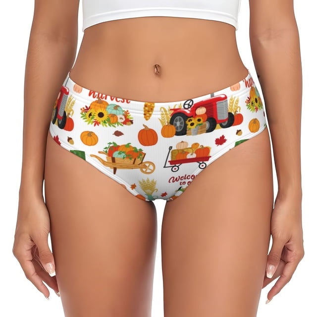 Balery Fall Farm Pumpkin Ropa Interior de Algodón para Mujer con Dibujo – Braguitas Cómodas y Elásticas, Estilo Clásico-Medium