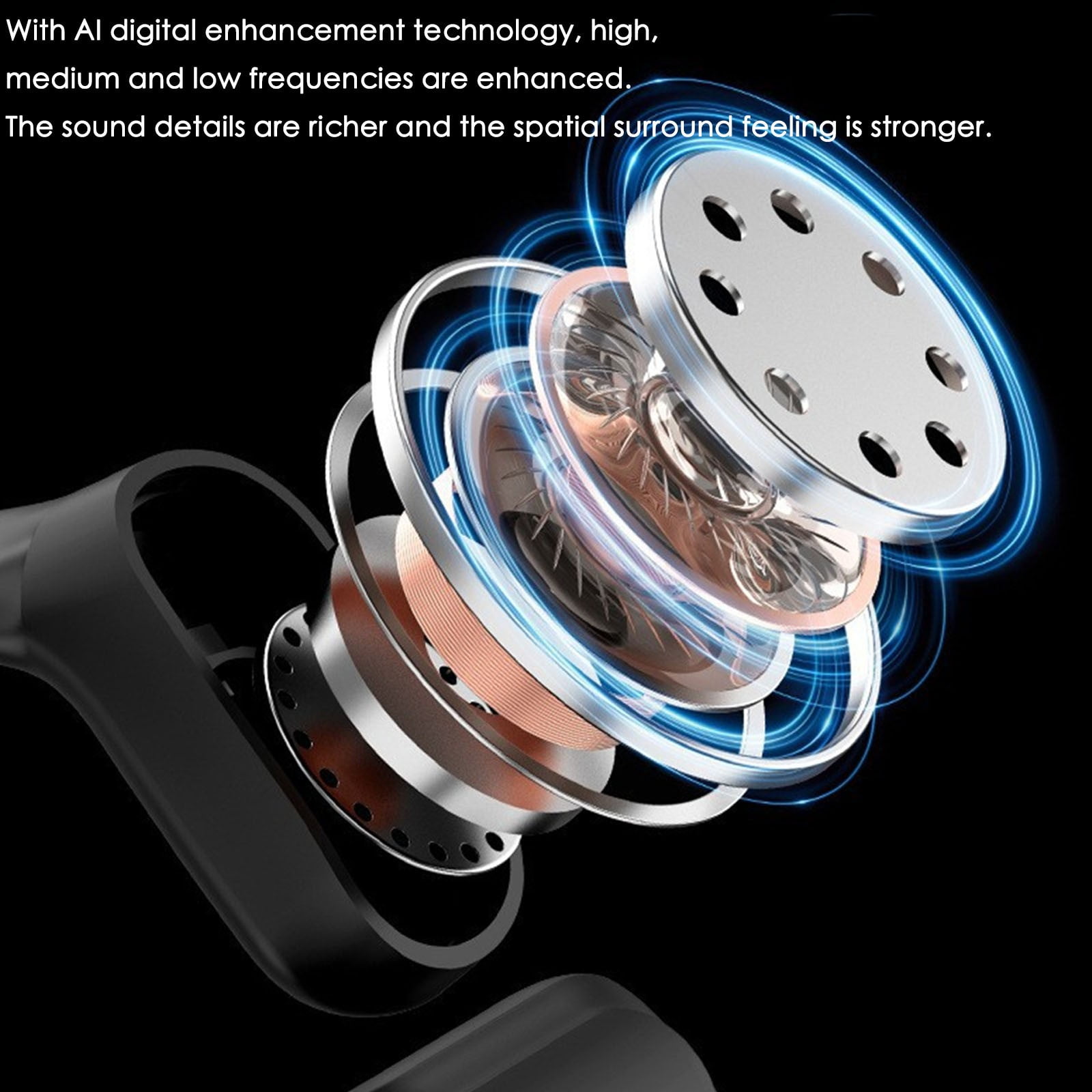 Ear Earbuds Wireless Open Ear Earbuds Bluetooth 5.4 Ipx5 Intelligent Screen Open Bluetooth Earphones With Display For Running Of The Day Home Decor