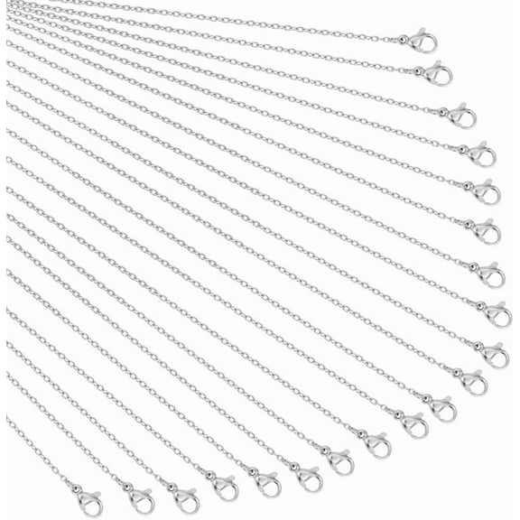 1Box 20Pcs 304 Stainless Steel Cable Chain Necklaces Set for Men Women Stainless Steel Color 21.65 inch(55cm)