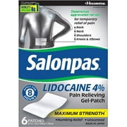 Salonpas Lidocaine Pain Relieving Maximim Strength Gel-Patch, 6 Ea