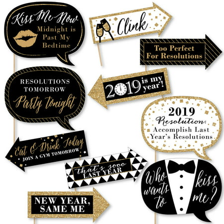 Funny New Year's Eve - Gold - 2019 New Year's Eve Photo Booth Props - 10 (Best New Years Eve Party Themes)