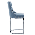 thumbnail image 3 of Tcbosik Bar Stools Set of 2, Modern Velvet Counter Height Barstools with Chromed Metal Legs, Upholstered Kitchen Island Chair with Button Tufted Back, 25.2"H Seat, Light Blue, 3 of 11