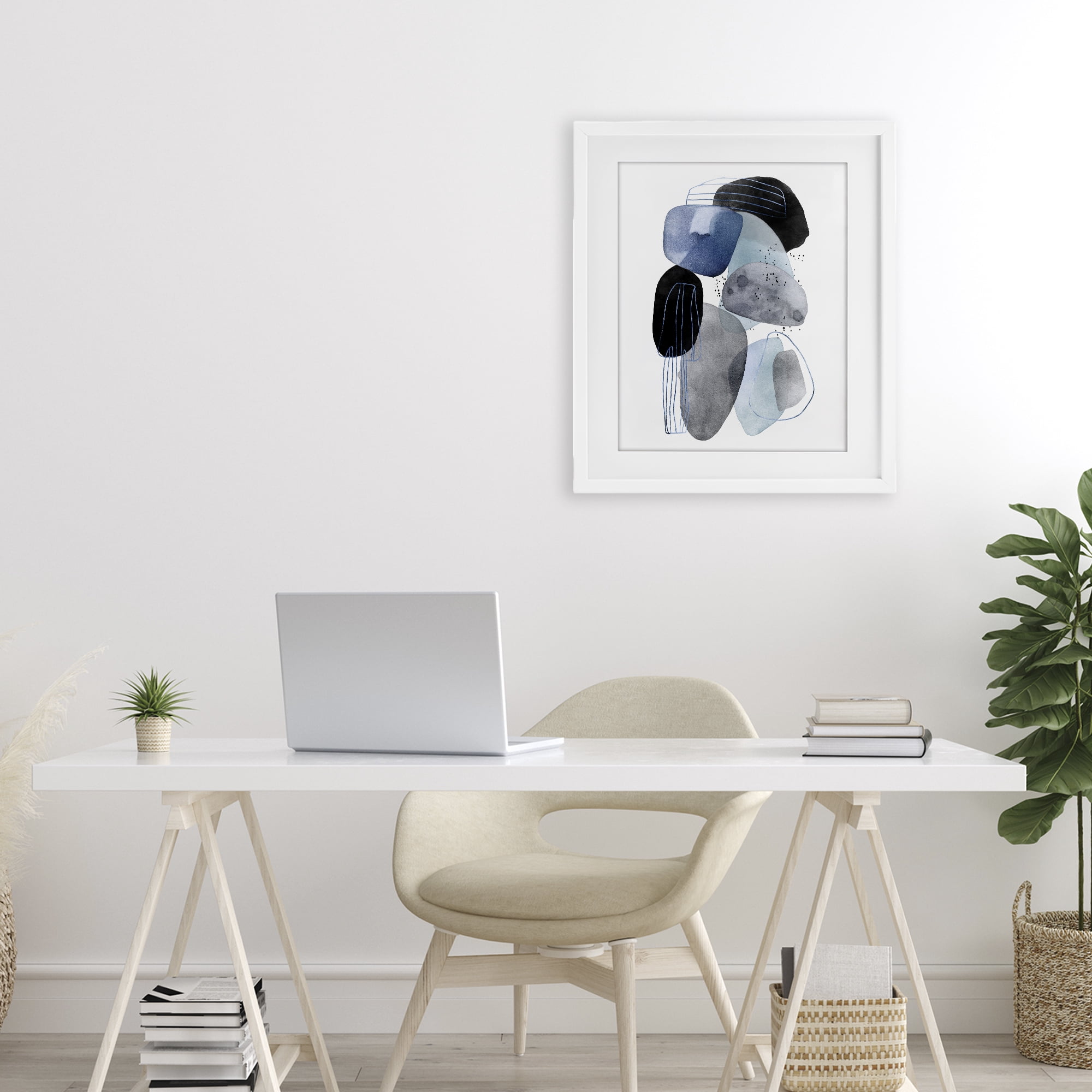 Stupell Industries Pebbles of Frozen Currents White Framed Print Under Glass, design by Svetlana Aleynikova