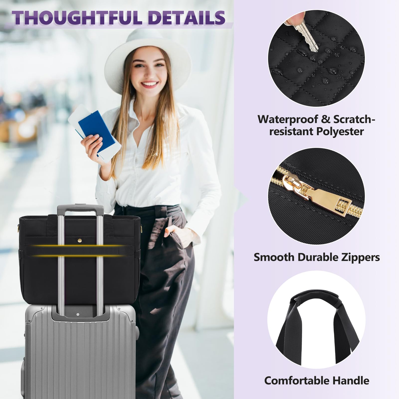 Teacher Tote Bag 15.6 inch Laptop Bag Work Bags for Women Nurse Tote Professional Computer Messenger Shoulder Bags Laptop Briefcase for Office,College,Nursing