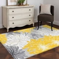 thumbnail image 4 of Rectangle Area Rug 4x6ft, Abstract Flowers on Gray Non-Shedding Washable Area Rug, Watercolor Yellow White Flowers Non Slip Low-Profile Rugs for Living Room, Bedroom Dining Room, 4 of 9