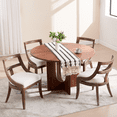 thumbnail image 3 of Guyou Modern Farmhouse Dining Chairs Mid Century Upholstered Dining Chair with Wooden Curved Back Kitchen Chairs for Dining Room Restaurant Cafe, Brown-Linen Beige(Set of 2), 3 of 8
