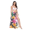 thumbnail image 2 of FORMRS Womens Long Sarong Beach Wrap Semi-Sheer Bikini Skirt Bathing Swimsuit Cover Up, Pink Floral Blooms, 2 of 7