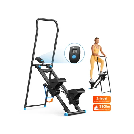 MERACH Stair Stepper For Home Gym - New Version Vertical Climber, Adjustable Resistance & Pedals, Extended Step Range, Compact Folding Full-Body Cardio Machine