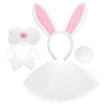 thumbnail image 2 of KAKOWELY 1 juego de diadema con orejas de conejo, falda tutú, cola de cosplay, pajarita decorativa, accesorios de disfraz de animal para Pascua, 2 of 4