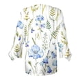 thumbnail image 5 of Dyegold Blouses For Women Dressy Casual 3/4 Flare Sleeve Lace Trim V Neck Floral Print Vintage Tunic Tops Loose Fit Shirts, 5 of 5