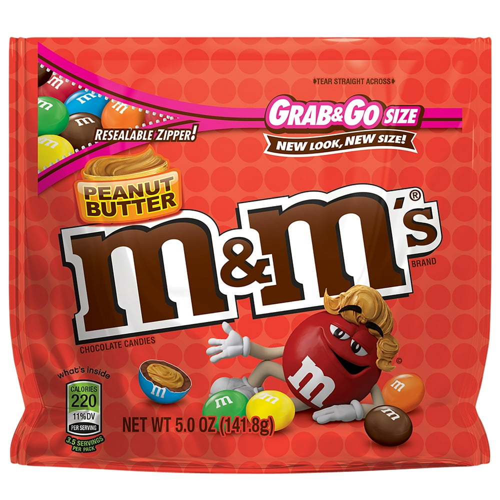 M&M'S Peanut Butter Chocolate Candy Grab & Go Size, 5 Ounce Bag