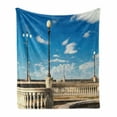 thumbnail image 1 of Italian Soft Flannel Fleece Throw Blanket, Mascagni Terrace Street Promenade of Livorno Tuscany Artwork Print, Cozy Plush for Indoor and Outdoor Use, 50" x 60", Sky Blue White and Black, by Ambesonne, 1 of 6