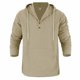 thumbnail image 2 of Ceisia Men's Oversize Hooded Half-Placket Flax Long-Sleeve Top Multi-Solid for Spring/Summer Gift, 2 of 6